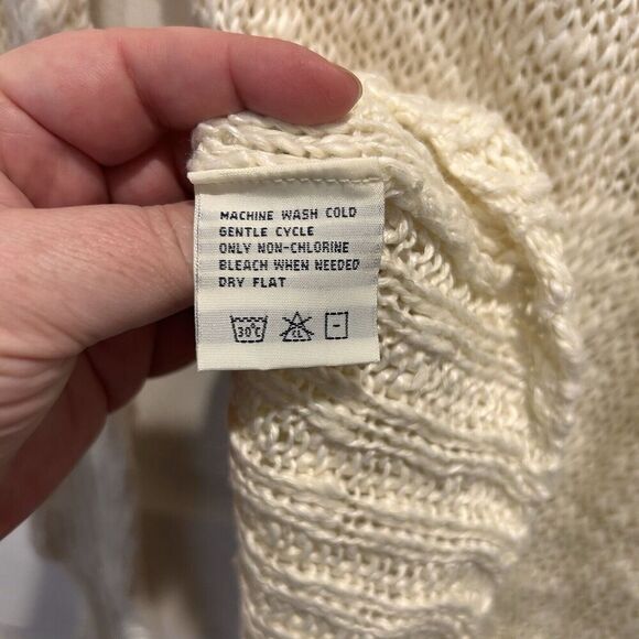 VTG Unionbay Cream Sweater Loose Knit Boat Neck Off Shoulder Size Large - Picture 8 of 8